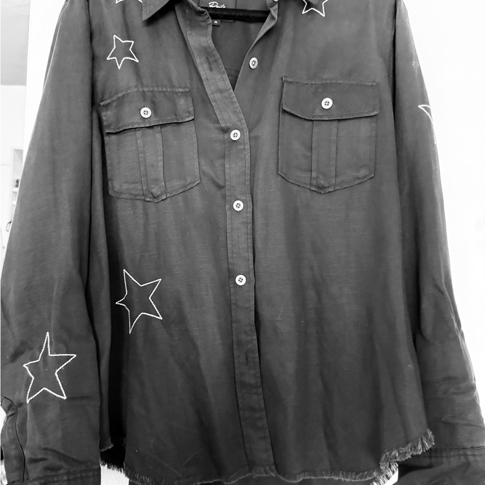 Rails Black Star Embroidered Shirt